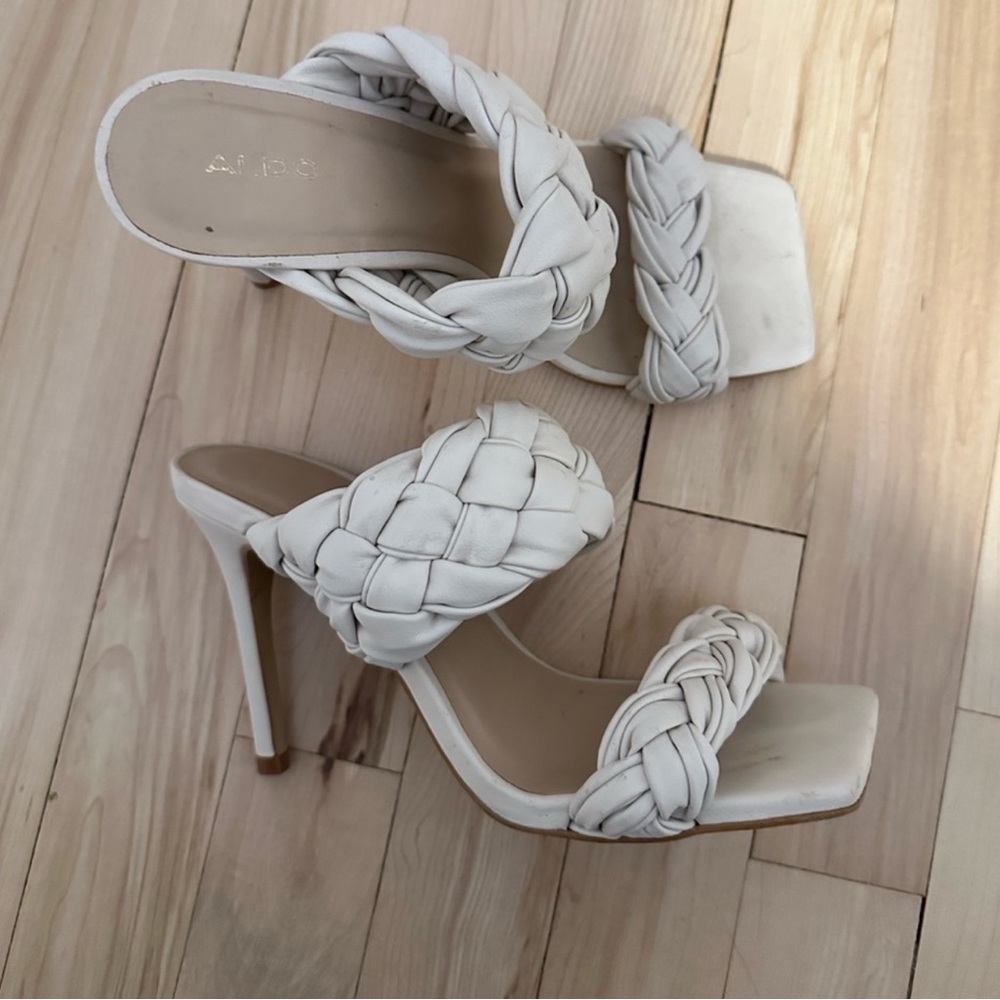 Aldo White Braided Heels